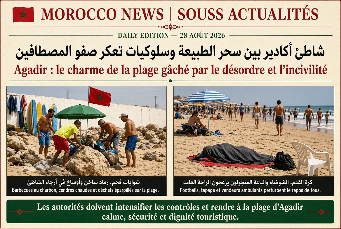 شاطئ أكادير بين سحر الطبيعة وسلوكيات تعكر صفو المصطافين