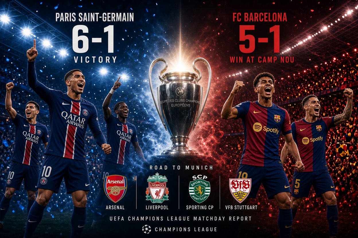 Ligue des champions  PSG et Barça écrasent, Arsenal s’impose à Naples