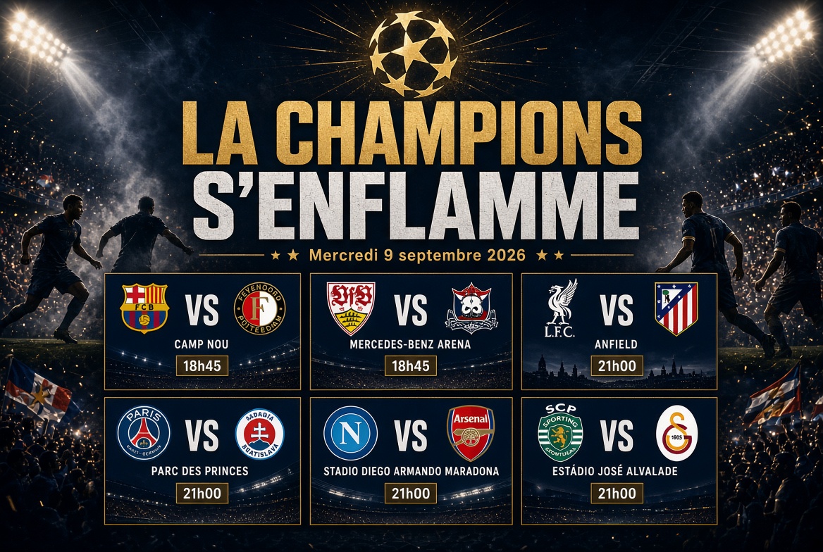 La Champions s’enflamme  six affiches au programme ce mercredi